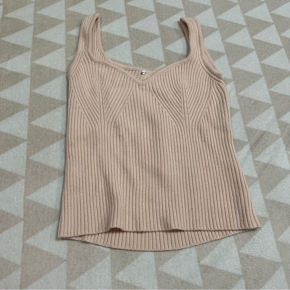 Tanya Taylor Jules knit tank top in tan - Picture 1 of 3